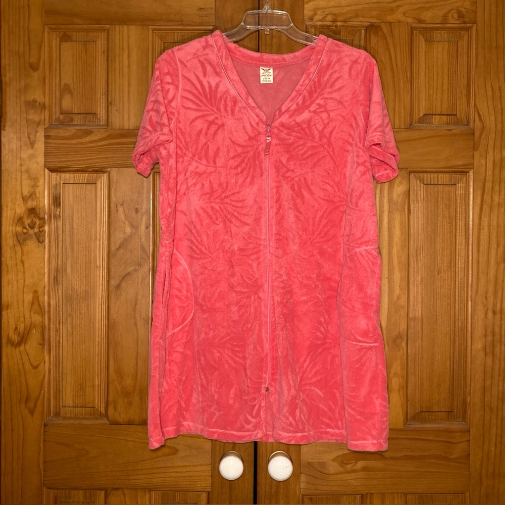 EUC Faded Glory Vintage 90s Nightgown Zippered Housecoat Pink Size L 12/14